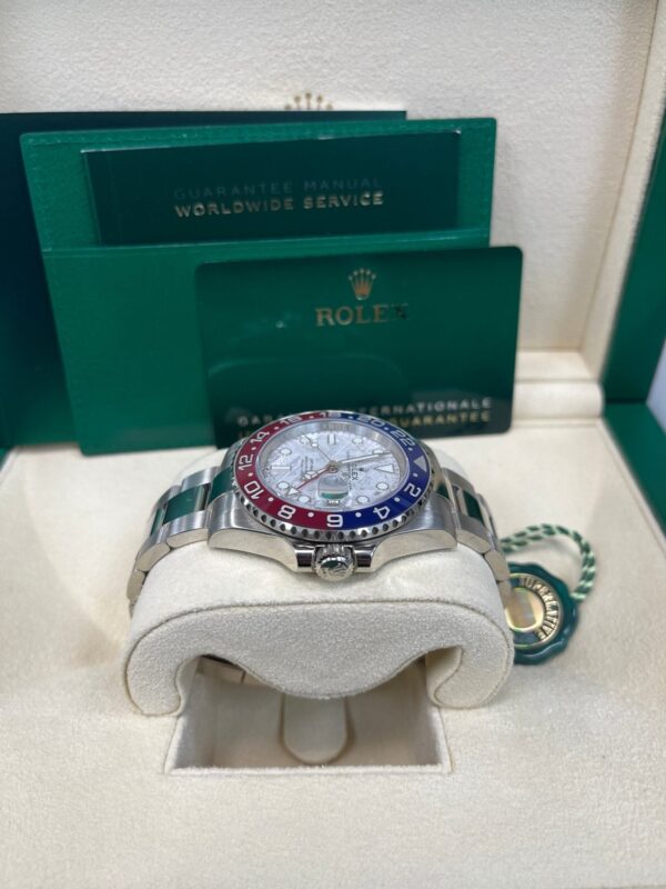 Rolex White Gold GMT-Master II 40 Watch - Blue and Red Pepsi Bezel - Meteorite Dial - Oyster Bracelet (Ref # 126719BLRO ) - Image 10