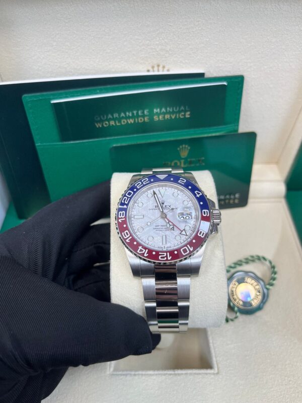 Rolex White Gold GMT-Master II 40 Watch - Blue and Red Pepsi Bezel - Meteorite Dial - Oyster Bracelet (Ref # 126719BLRO ) - Image 13