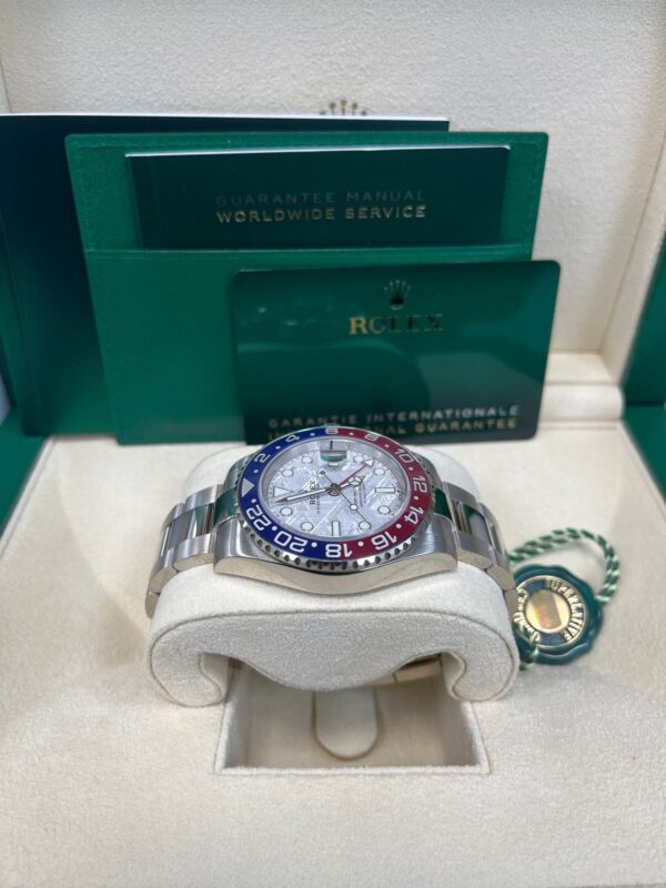 Rolex White Gold GMT-Master II 40 Watch - Blue and Red Pepsi Bezel - Meteorite Dial - Oyster Bracelet (Ref # 126719BLRO ) - Image 15