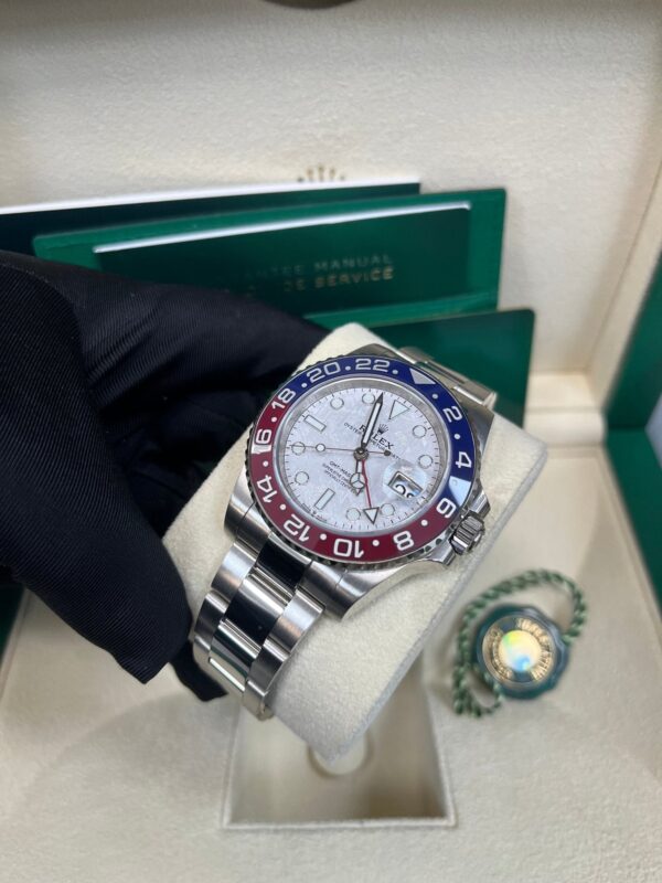 Rolex White Gold GMT-Master II 40 Watch - Blue and Red Pepsi Bezel - Meteorite Dial - Oyster Bracelet (Ref # 126719BLRO ) - Image 3