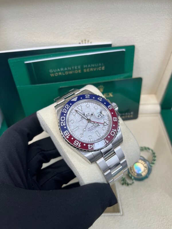 Rolex White Gold GMT-Master II 40 Watch - Blue and Red Pepsi Bezel - Meteorite Dial - Oyster Bracelet (Ref # 126719BLRO ) - Image 2