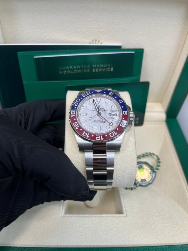 Rolex White Gold GMT-Master II 40 Watch - Blue and Red Pepsi Bezel - Meteorite Dial - Oyster Bracelet (Ref # 126719BLRO ) - Image 7