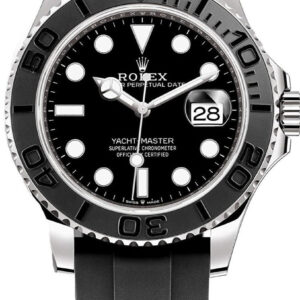 Rolex White Gold Yacht-Master 42 Watch - Black Dial - Oysterflex Strap (Ref # 226659)