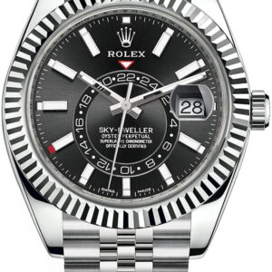 Rolex White Rolesor Sky-Dweller Black Index Dial  Jubilee Bracelet (Ref# 326934)