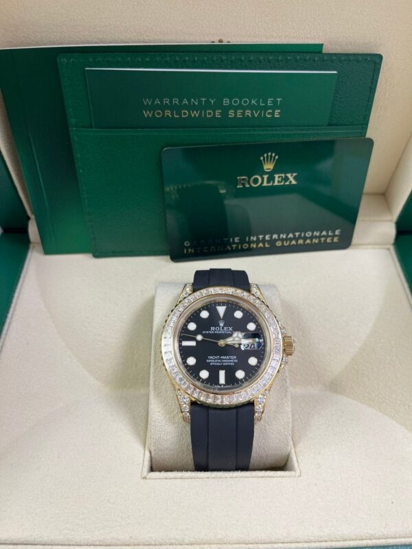 Rolex Yacht-Master 42 Yellow Gold Baguette Bezel Diamond Set Case/Buckle 226668TBR - Image 5
