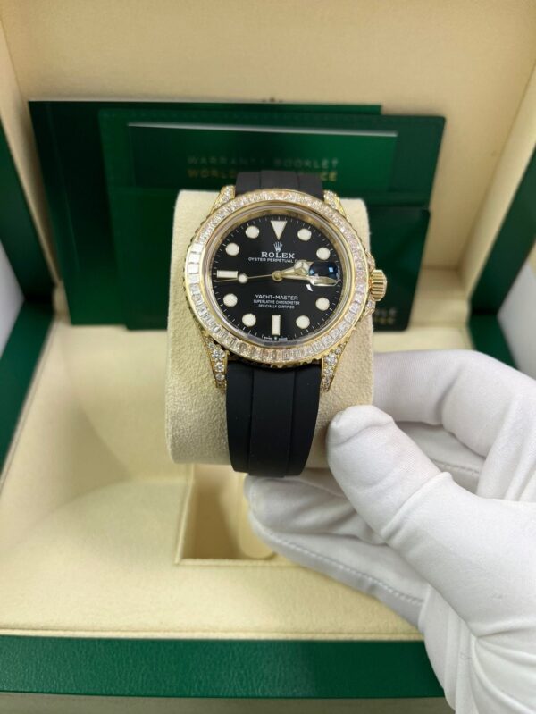 Rolex Yacht-Master 42 Yellow Gold Baguette Bezel Diamond Set Case/Buckle 226668TBR - Image 7