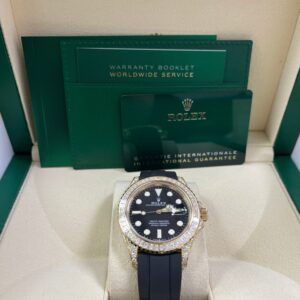 Rolex Yacht-Master 42 Yellow Gold Baguette Bezel Diamond Set Case/Buckle 226668TBR