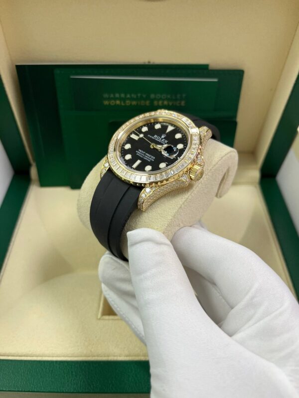 Rolex Yacht-Master 42 Yellow Gold Baguette Bezel Diamond Set Case/Buckle 226668TBR - Image 10